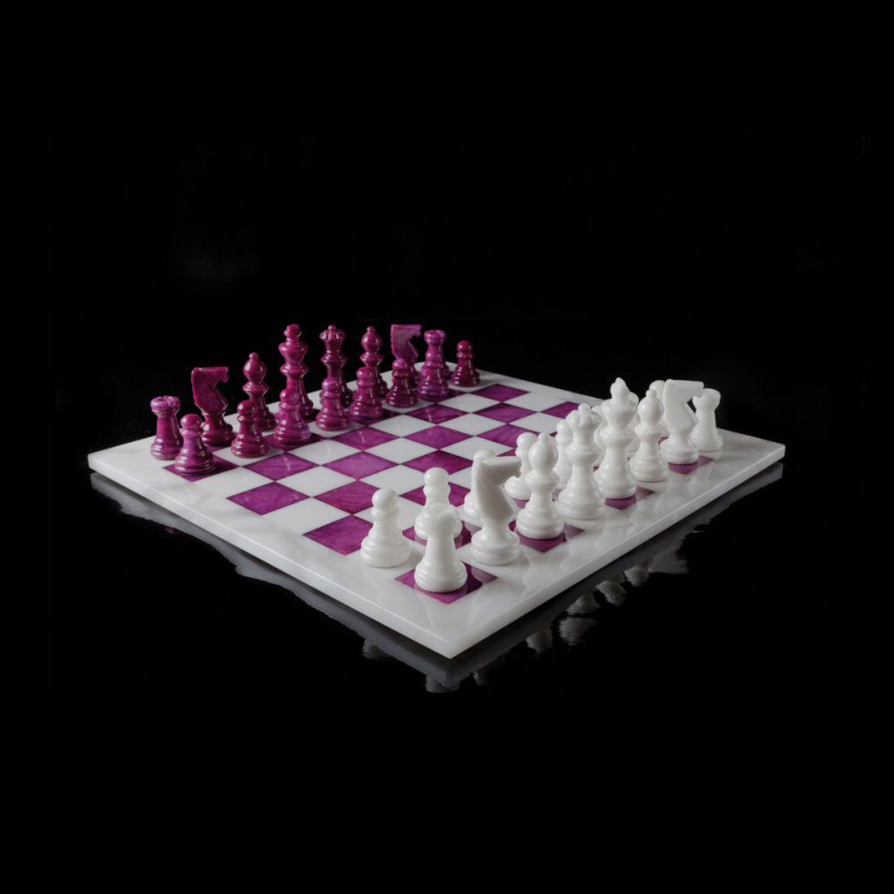 , Scacchiera cm 37x37 Bianco/Fucsia